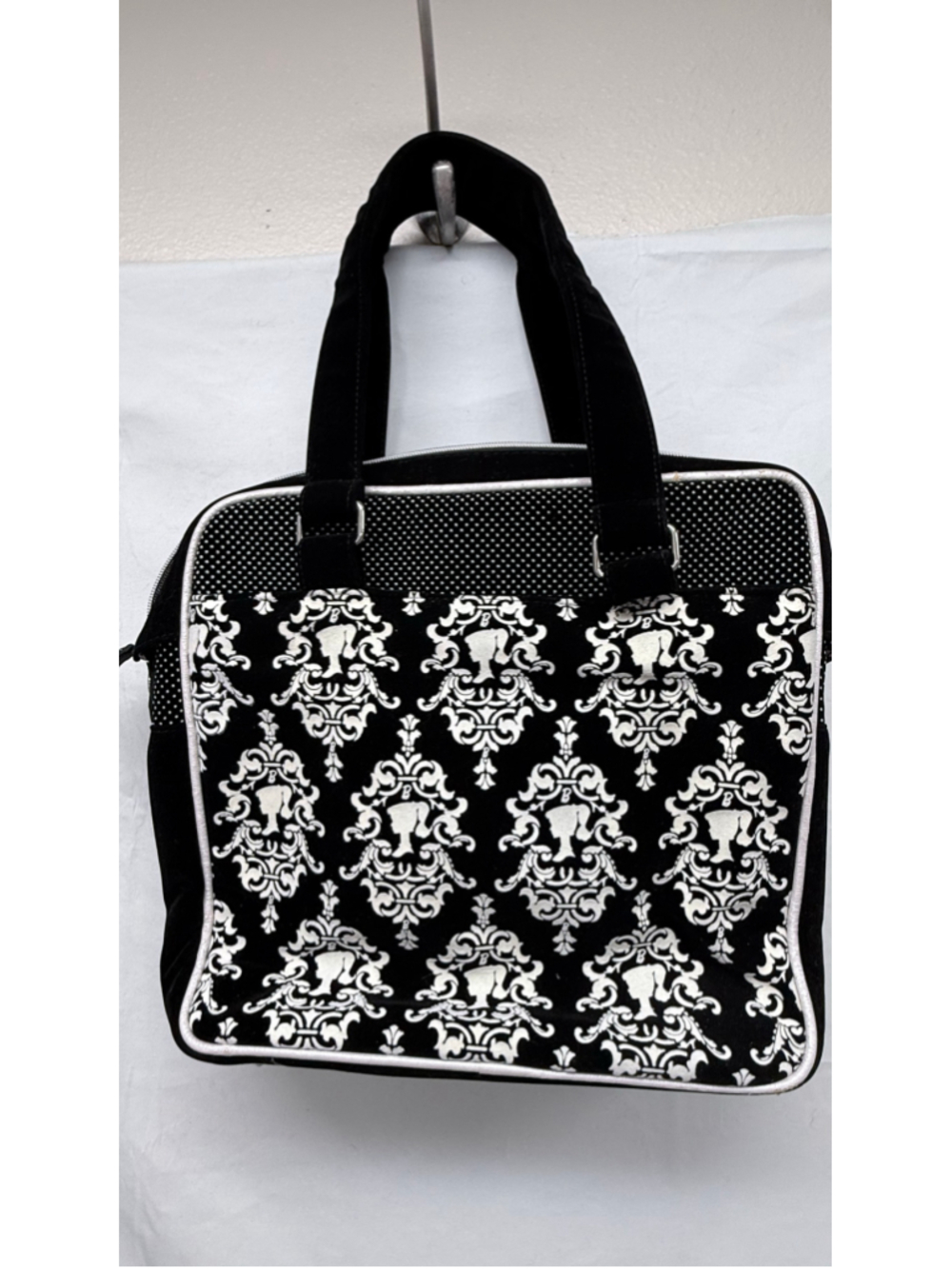 Women's Barbie Tote Bag One Size Black and White Damask Print